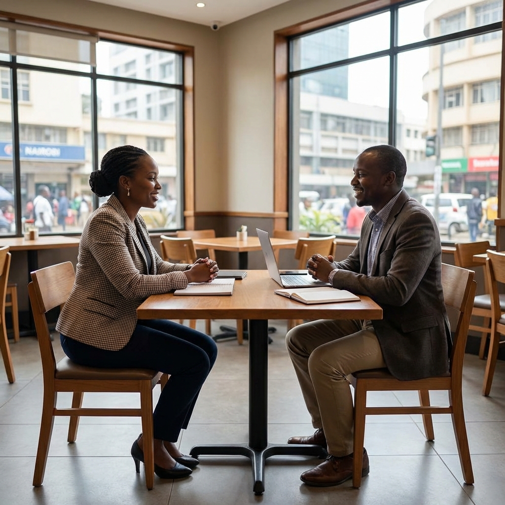 Professional restaurant job interview in Nairobi