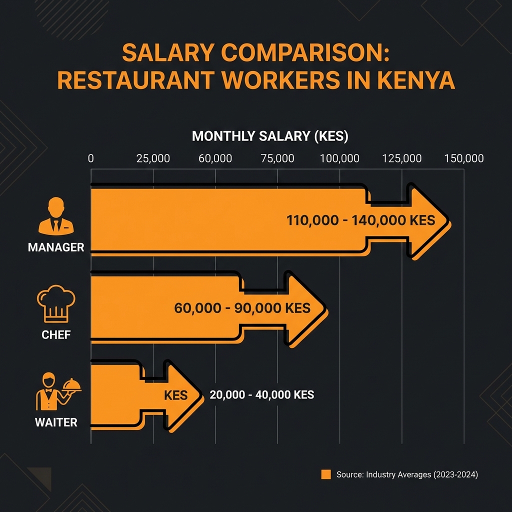 Restaurant salary comparison chart for Kenya showing different positions
